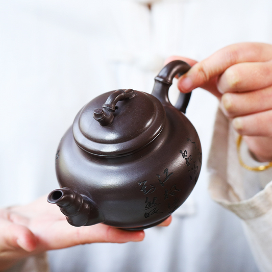 Bamboo Spring 400ML-Yixing Teapot in Purple Clay