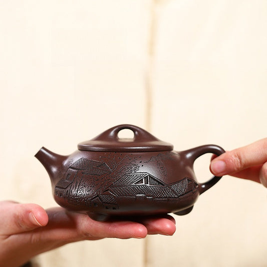 Jingzhou Stone Dipper 240ML-Yixing Teapot in Purple Clay