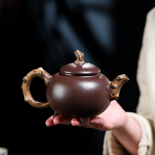 Triple-Legged Gourd 340ML-Yixing Teapot in Purple Clay