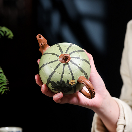 Juicy Watermelon 300ML-Yixing Teapot in Green Clay
