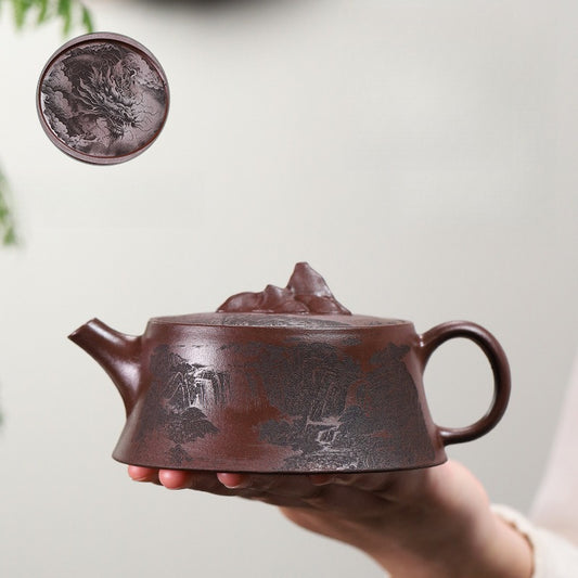 Mountain Contemplation 240ML-Yixing Teapot in Purple Clay