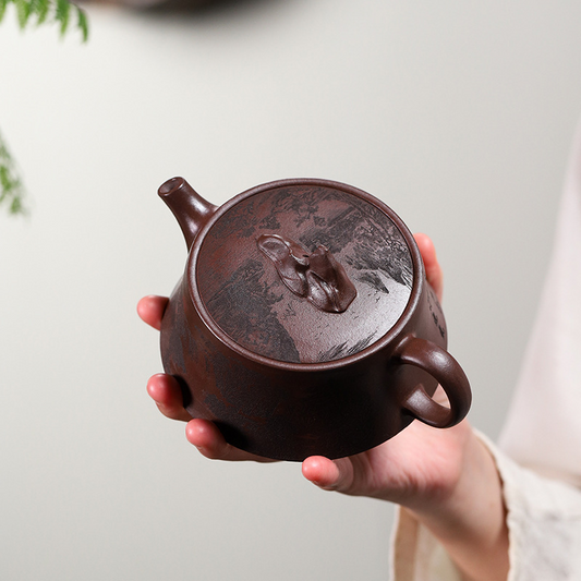 Mountain Contemplation 240ML-Yixing Teapot in Purple Clay