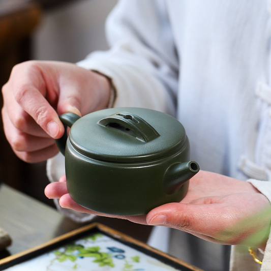 Serene Heart Han Tile 200ML-Yixing Teapot in Green Clay