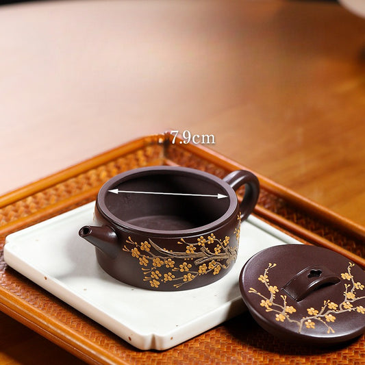 Plum Blossom Han Tile 170ML-Yixing Teapot in Purple Clay