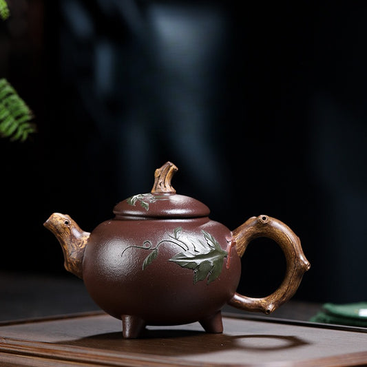 Triple-Legged Gourd 340ML-Yixing Teapot in Purple Clay