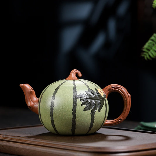 Juicy Watermelon 300ML-Yixing Teapot in Green Clay
